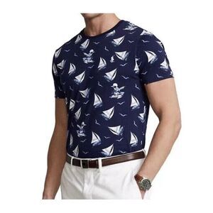 Polo Ralph Lauren Sailboat Bear Shirt Mens XL Blue New Pony Logo Preppy Nautical